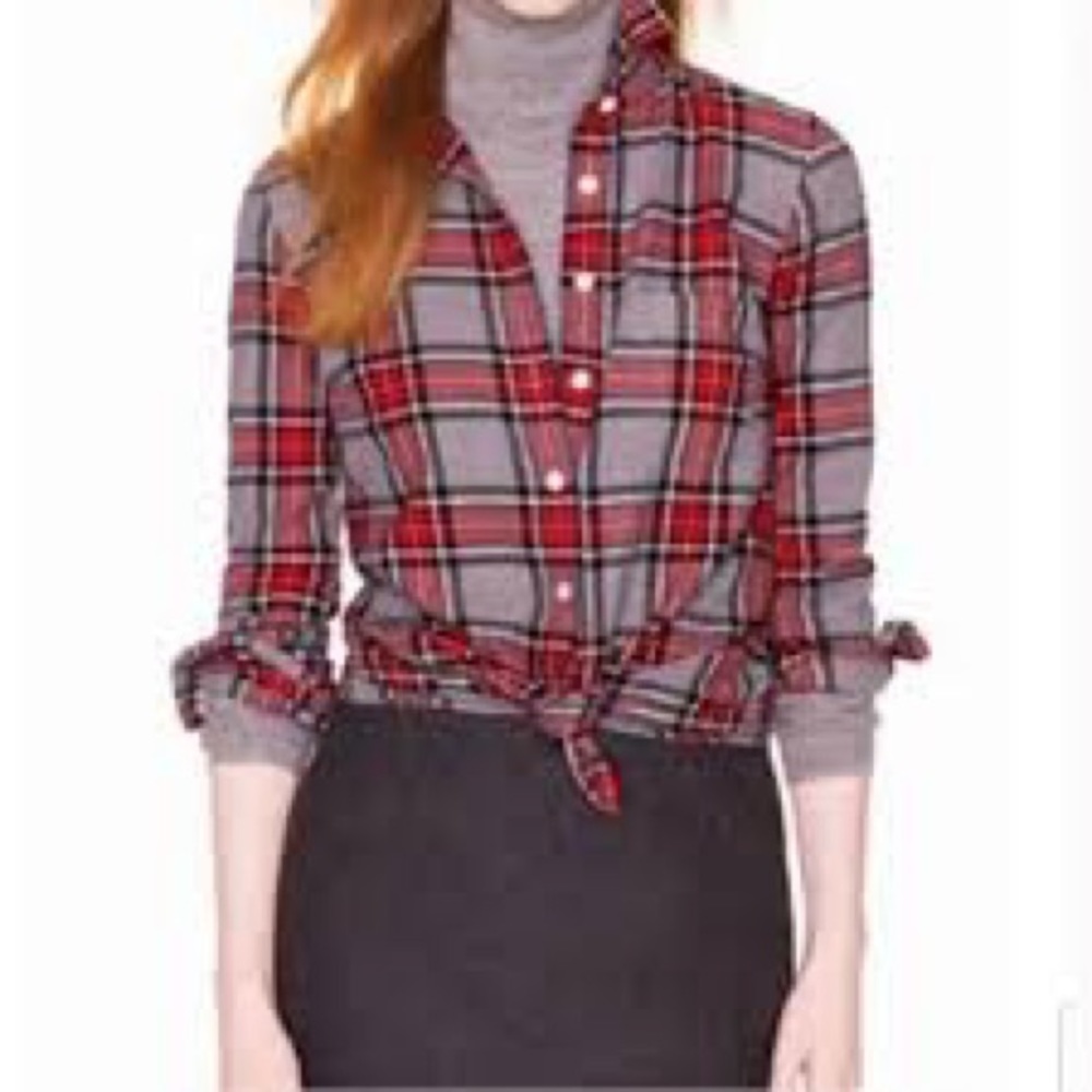 J crew plaid button down shirt womens XXS